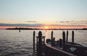Lido di Venezia at sunset in Venice