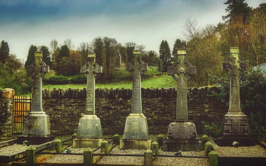 Irish wake - Two centuries of Celtic crosses in the graveyard at The Church of the Immaculate Conception in Strabane, Northern Ireland
