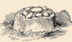 Irish curses: illustration of Irish cursing stone by William Wakeman, 1875