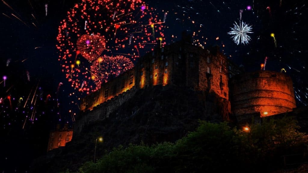A beautiful display of fireworks over the Edinburgh Castle