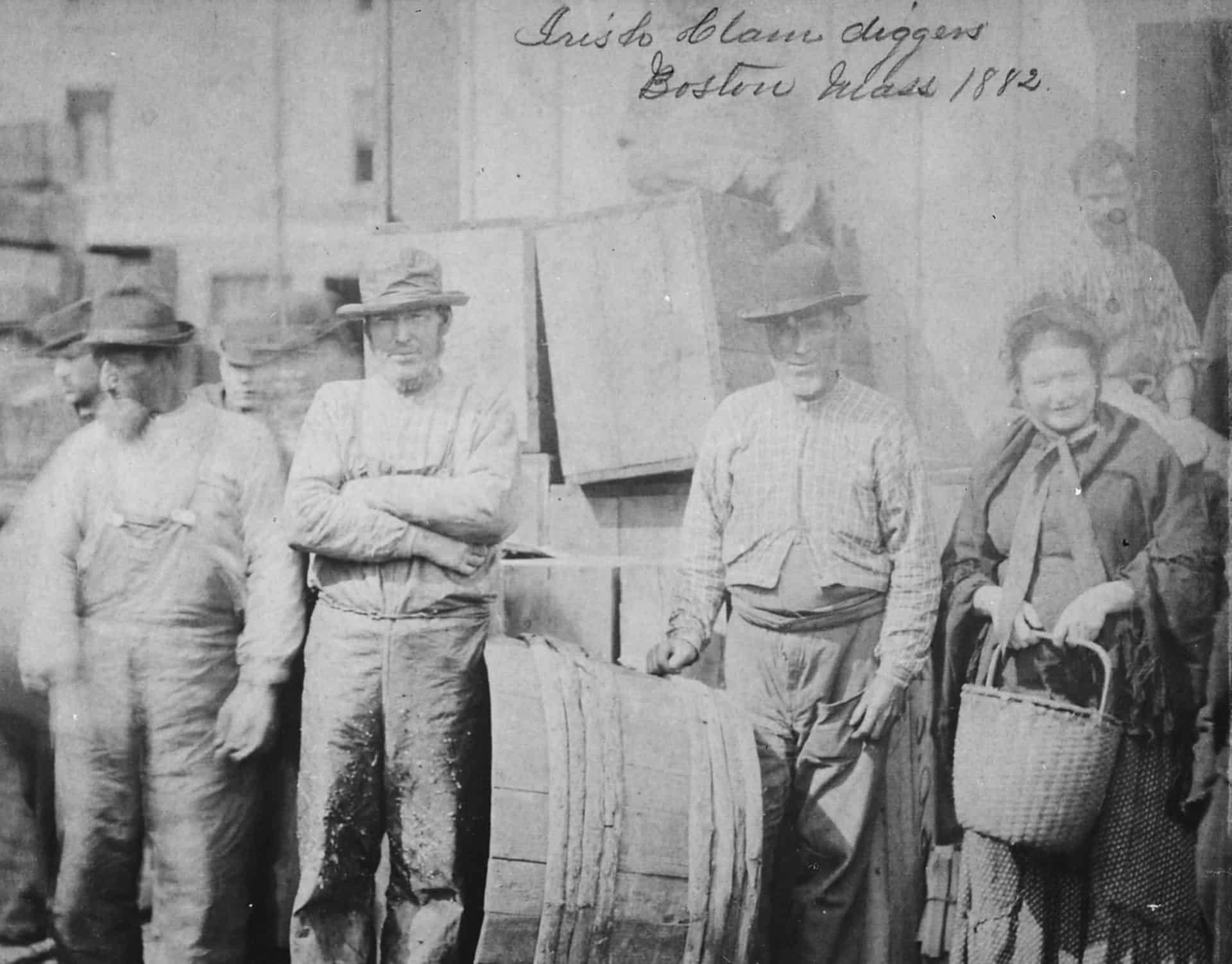 1 Bearded Irish clam diggers and a matronly companion on a wharf in Boston 1882 NARA 513083 These places that exist outside of the island of Ireland are due to what is commonly referred to as Irish diaspora more than Irish Heritage. Irish diaspora refers to Irish people and their descendants who live outside of Ireland.