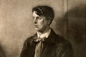 William Butler Yeats drawn in charcoal