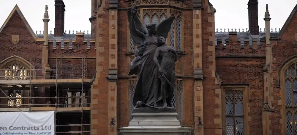 Statue in front of the Queen's University of Belfast