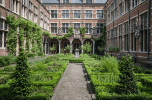 Interior gardens of Museum planting moretus in belgium