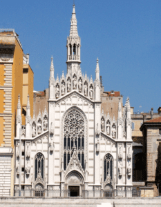 the exterior of the gothic building in Italy, nicknamed Museum of Souls in Purgatory