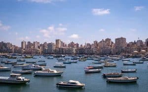 a picture of the skyline of alexandria and its harbour