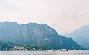 a shot of the scenery of lake como including the mountainous area.