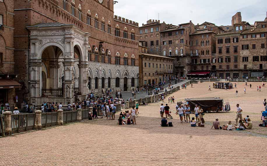 a shot of the medieval square in Siena