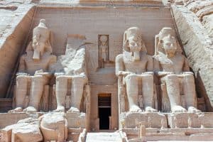 statues from the temple of abu simbel in Egypt