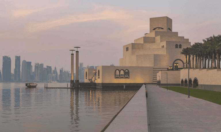 Sun sets over Museum of Islamic Arts in Egypt.