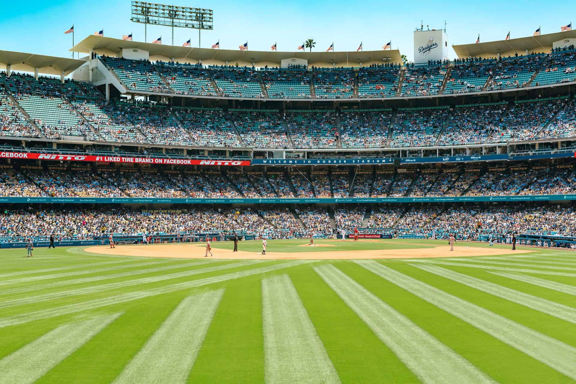 View of a Baseball stadium from the outfield