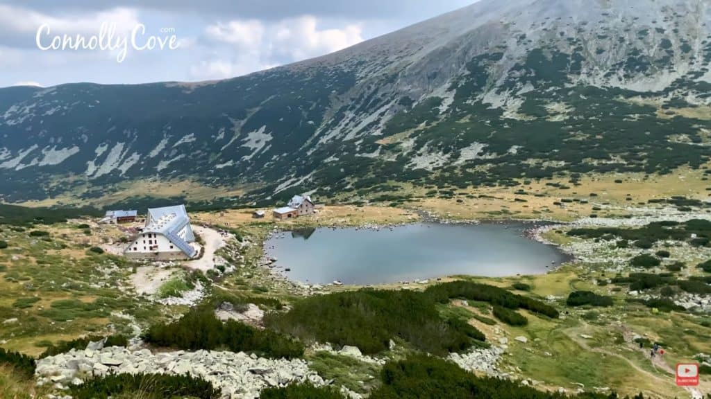 Aerial view of Musala Hut and the Musalenski Lake