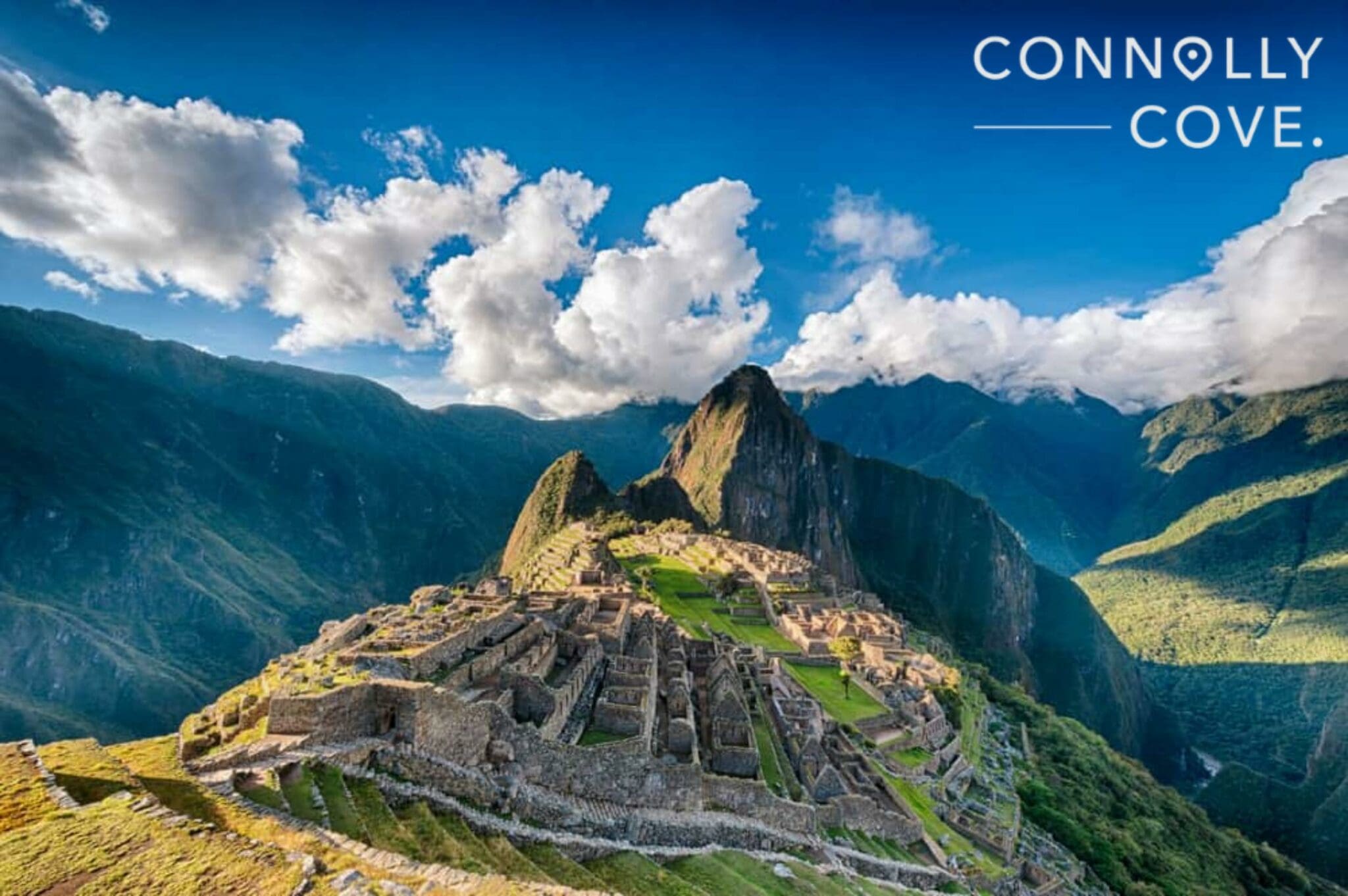 An aerial view of Machu Picchu, the lost city