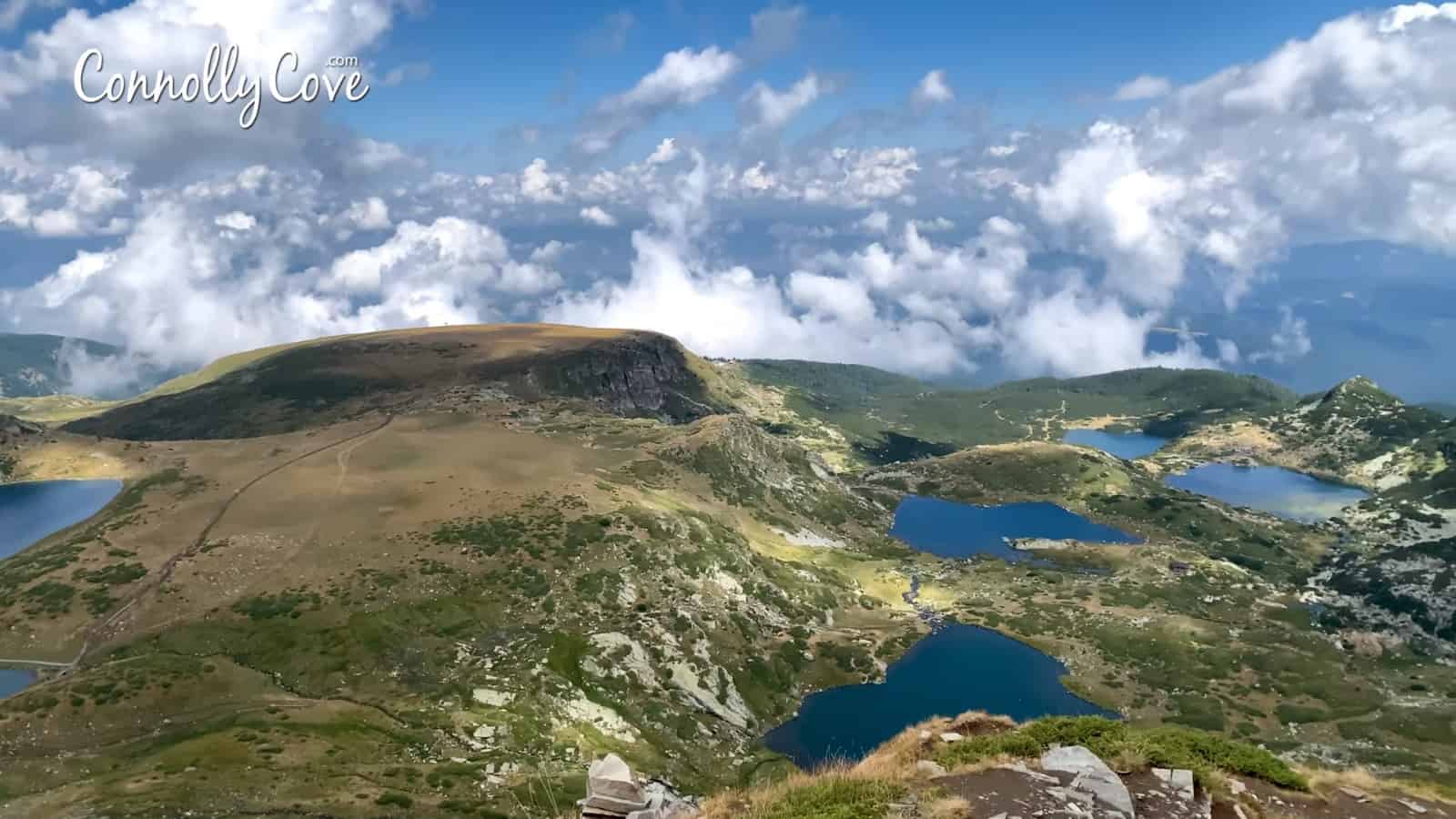 View of the lower of the Seven Rila Lakes from the peak