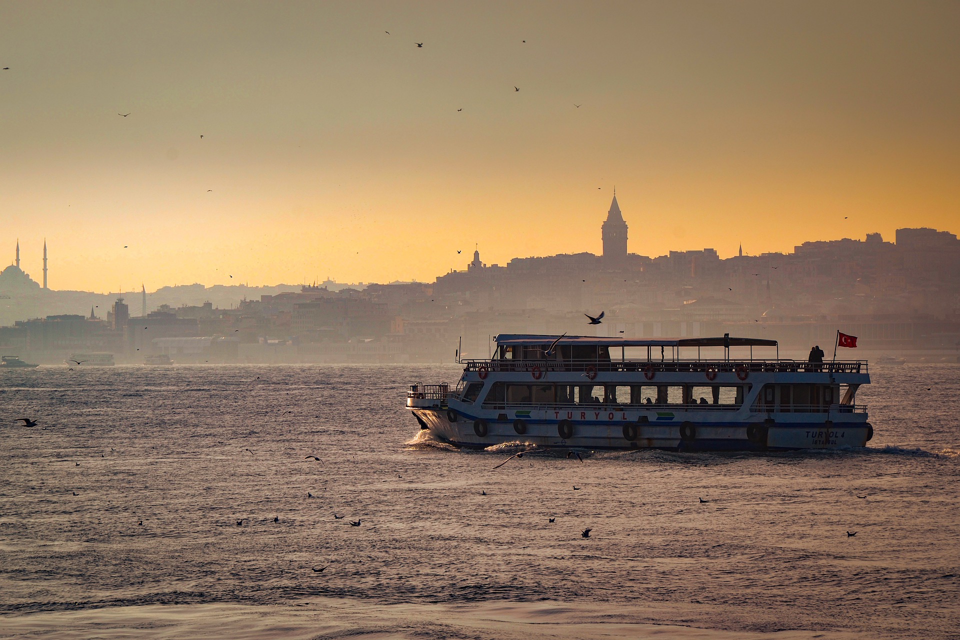 A ship sails Strait of Istanbul