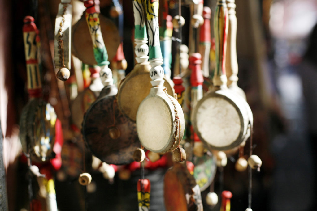 Moroccan instrument in the souk, Morocco