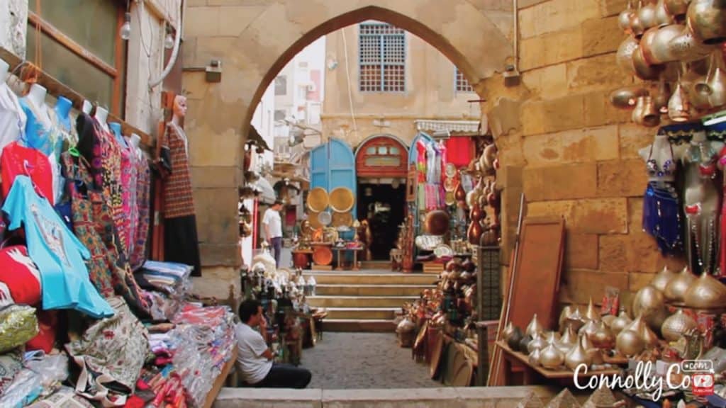 Khan El Khalili Bazaar near one of the mosques in El-Moez Street