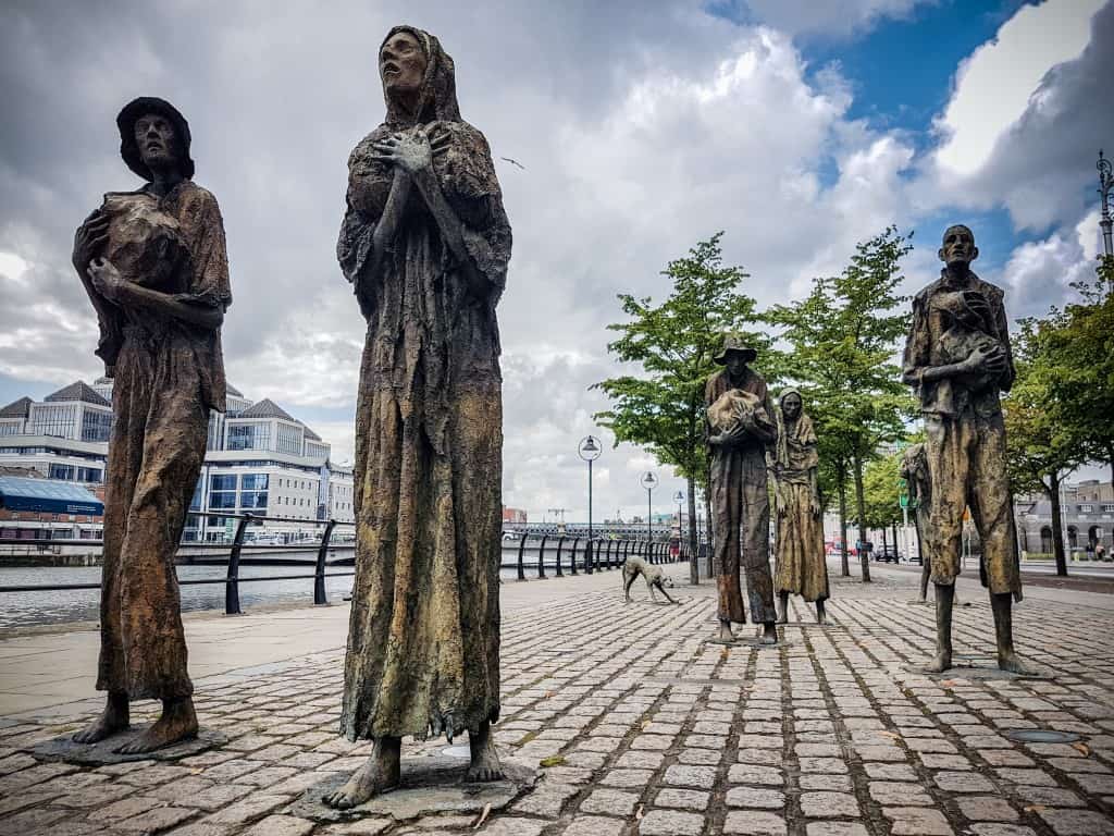 A Brief History of Ireland - The Famine Statues in Custom House Quay in the Dublin Docklands