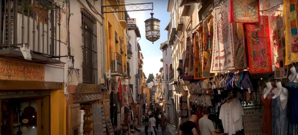 Granada, Spain, old streets and narrow lanes, vendors