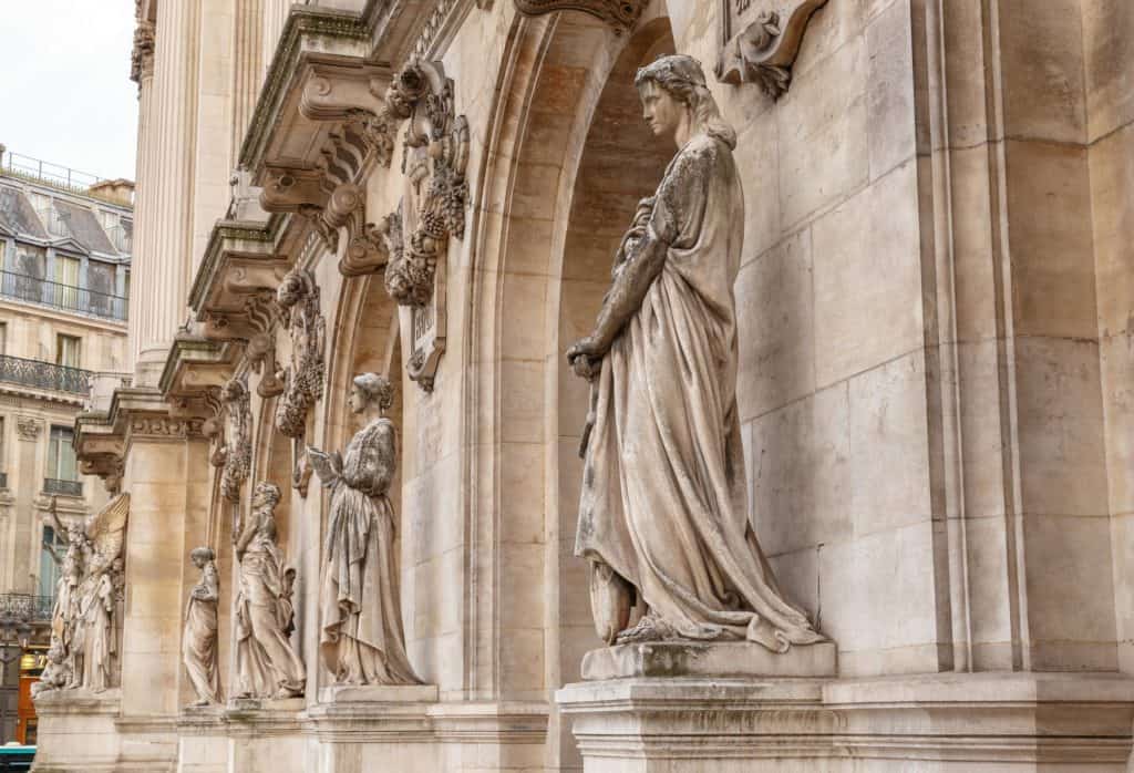 Statues on the facade of Palais Garnier