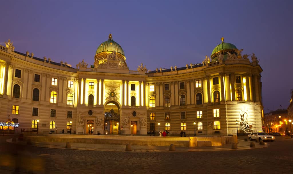 Night view Hofburg Palace. Vienna, Austria