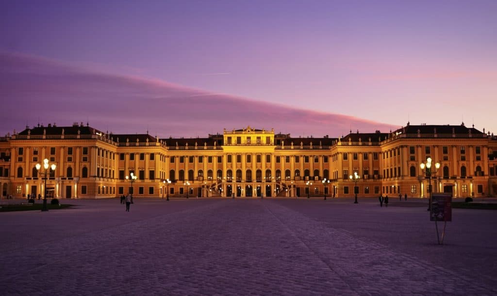 Schönbrunn Palace, Vienna, Austria at night