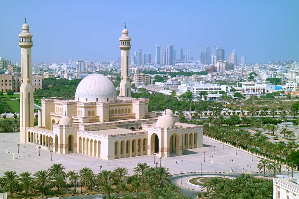 Stunning Aerial View of the Al Fateh Grand Mosque of Manama, the Capital City of Bahrain