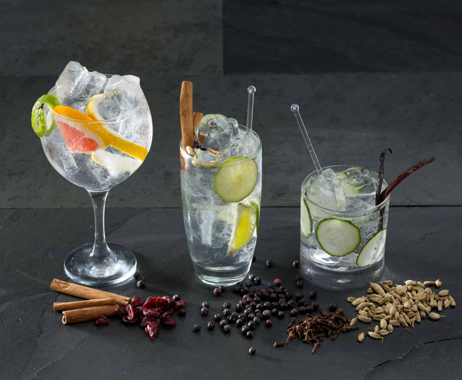 Three gin perfect serves, article on gin in belfast
