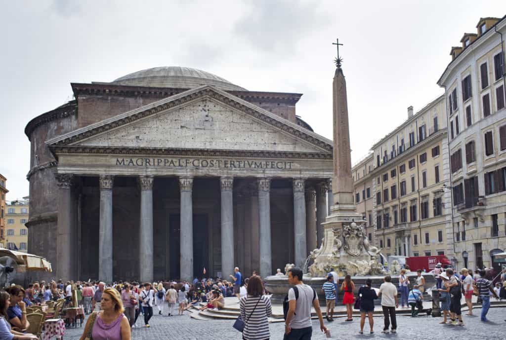 16248128 pantheon 1 Rome is among Europe's top open-air museums. Many of the city's greatest landmarks, such as the Colosseum, Saint Peter's Square at the Vatican, the Pantheon, the Roman Forum, the Trevi Fountain, Piazza Navona, the Spanish Steps, and Villa Borghese, may be enjoyed from the outside without having to walk inside.