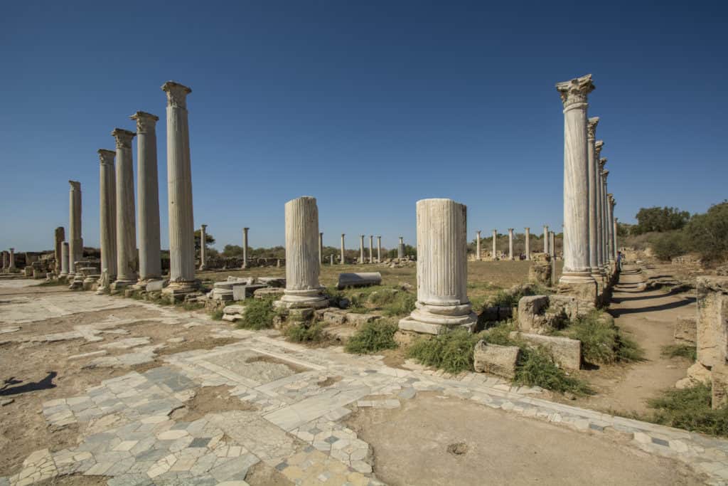 21867788 salamis ancient roman site in cyprus The island of Cyprus is one of the largest islands in the world, as it occupies third place among the islands of the Mediterranean in terms of area. It is located on the trade route between three continents: Europe, Asia, and Africa.