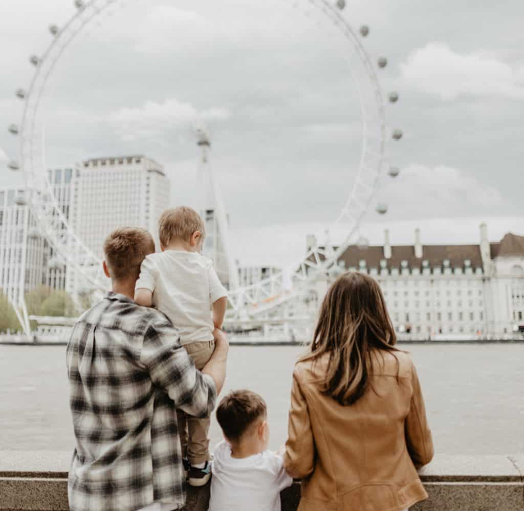 Family enjoying a view of the London Eye