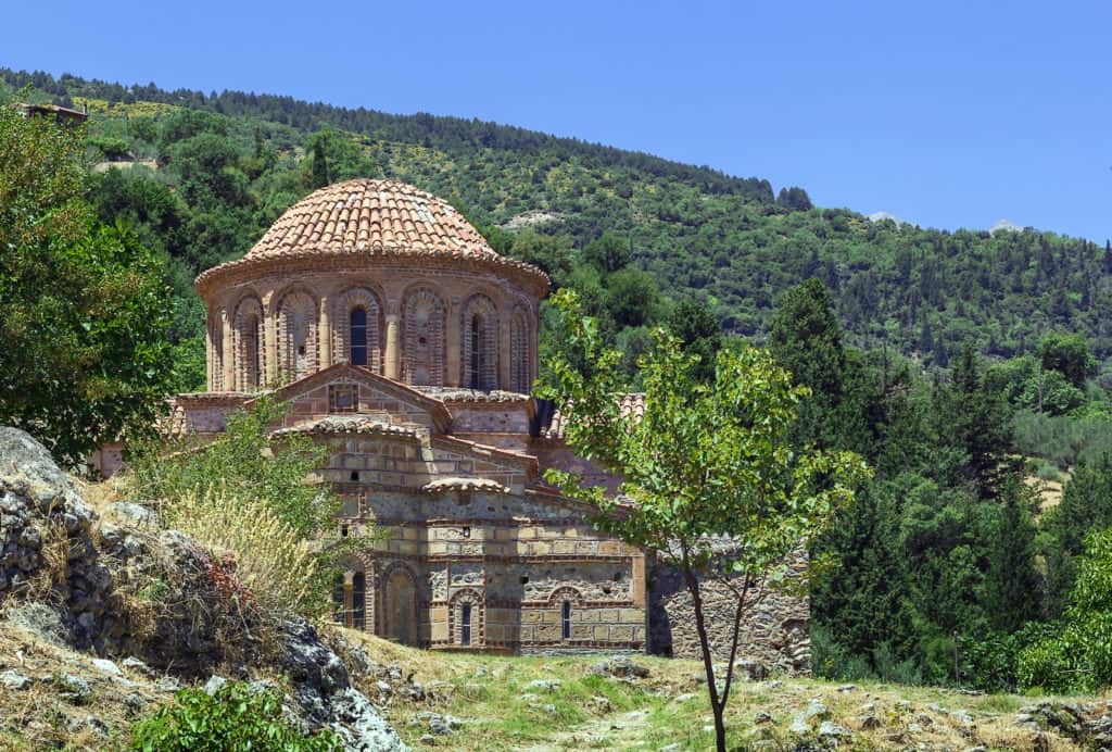 Mystras Greece 2 In Greece's Laconia region of the Peloponnese, there lies a fortified town called Mystras. Located on Mount Taygetos, close to the ancient city of Sparta, it served as the seat of the Byzantine Despotate of Morea in the fourteenth and fifteenth centuries. 