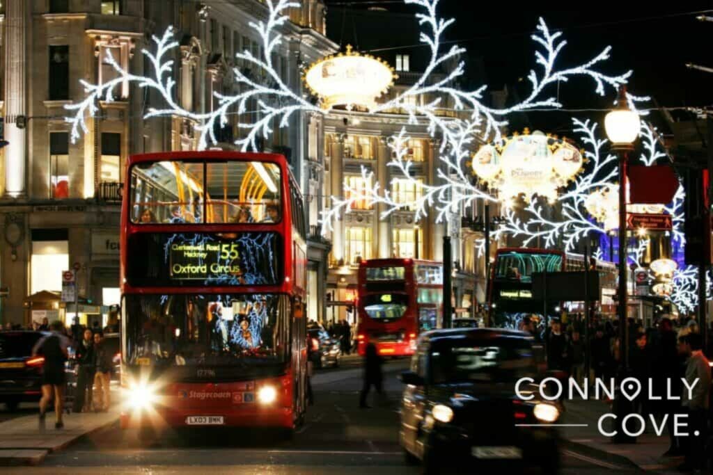 Regent Street lit with Christmas Decorations