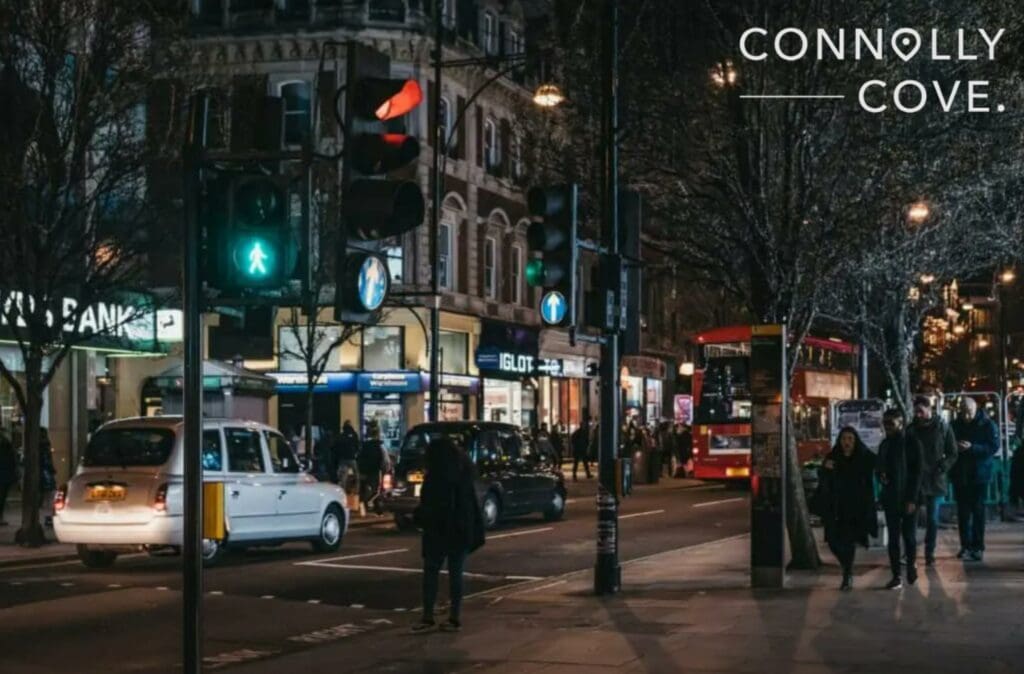 People walking on Oxford Street, London, UK, in the evening