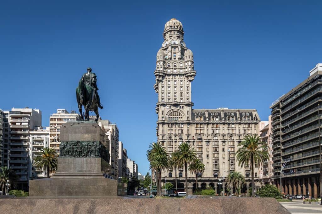 Salvo Palace min Uruguay is located in South America and shares borders with Brazil and Argentina. It is the second smallest country in the continent after Suriname, its capital is Montevideo, and it is the largest city in the country, with an area of 176,215 square kilometres.