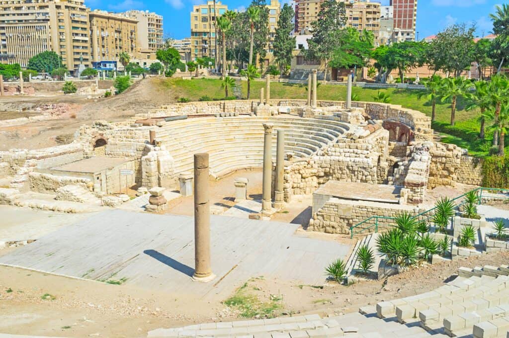 Roman Amphitheatre min There is no doubt that the city of Alexandria city is one of the most beautiful cities in Egypt. It is the second-largest city in the country and the largest one on the Mediterranean Sea. Alexandria is well-known by the locals as “The Pearl of the Mediterranean”. It is a famous tourist destination in the country, visited by many looking to enjoy the sea air while exploring the city’s rich history and attractions.