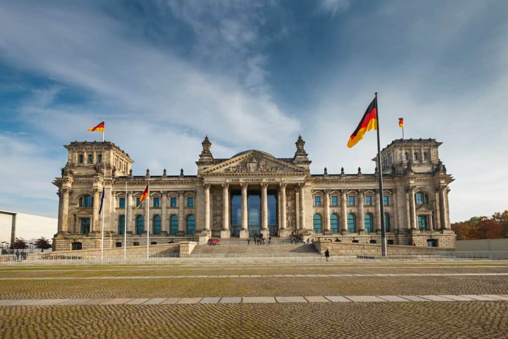 The Reichstag min Berlin is located in northeastern Germany and is the capital of the country. It is the second-largest city in the European Union and it is 180 km south of the Baltic Sea. Berlin was in the past a commercial and geographical hub between East and West.