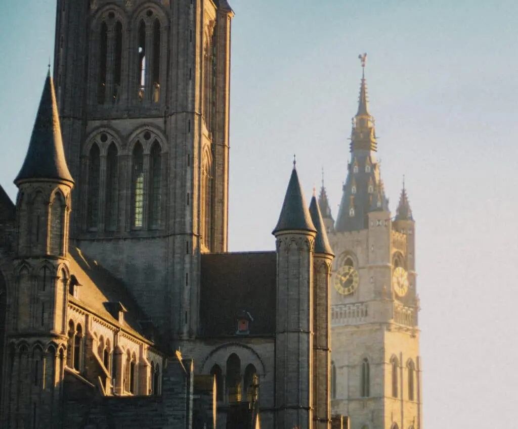 Church Steeple Ghent beside the Belfry Tower