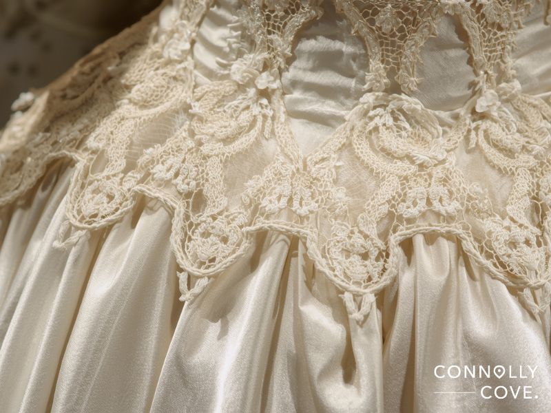 Queen Victoria's iconic white wedding dress with Honiton lace detail