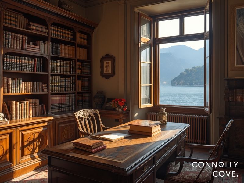 Hermann Hesse Museum study in Montagnola overlooking Lake Lugano where he wrote Nobel Prize-winning works