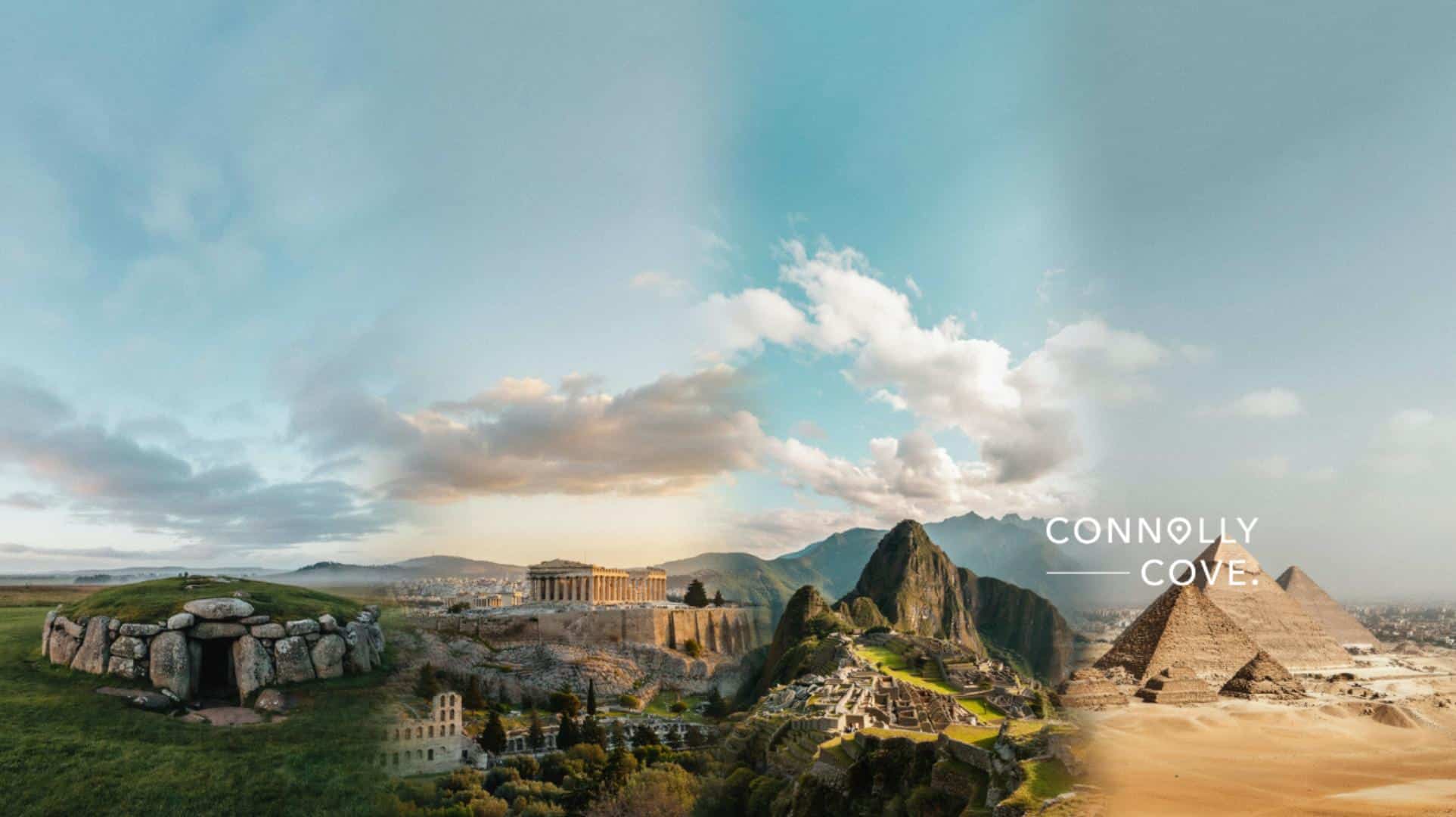 World Mythology: Shared Stories, Meanings and Sacred Places featuring real ancient sacred sites from Ireland, Greece, Peru and Egypt.