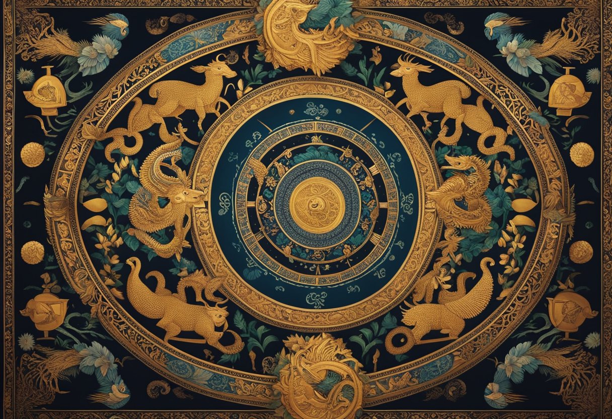 World Mythology - A vibrant tapestry of mythical creatures and ancient symbols intertwine, evoking a sense of wonder and connection to the rich tapestry of world mythology