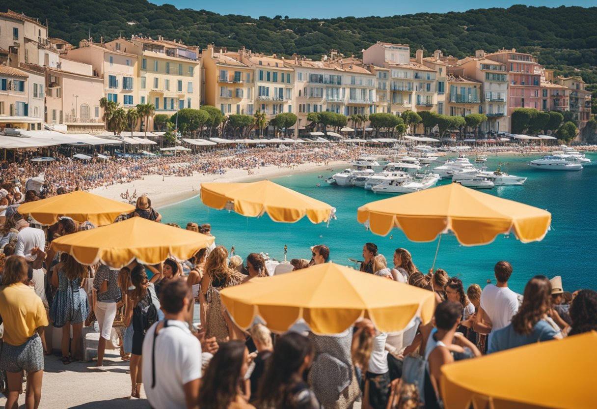 The French Riviera: A vibrant beachside festival with colorful art, elegant fashion, and stunning coastal scenery