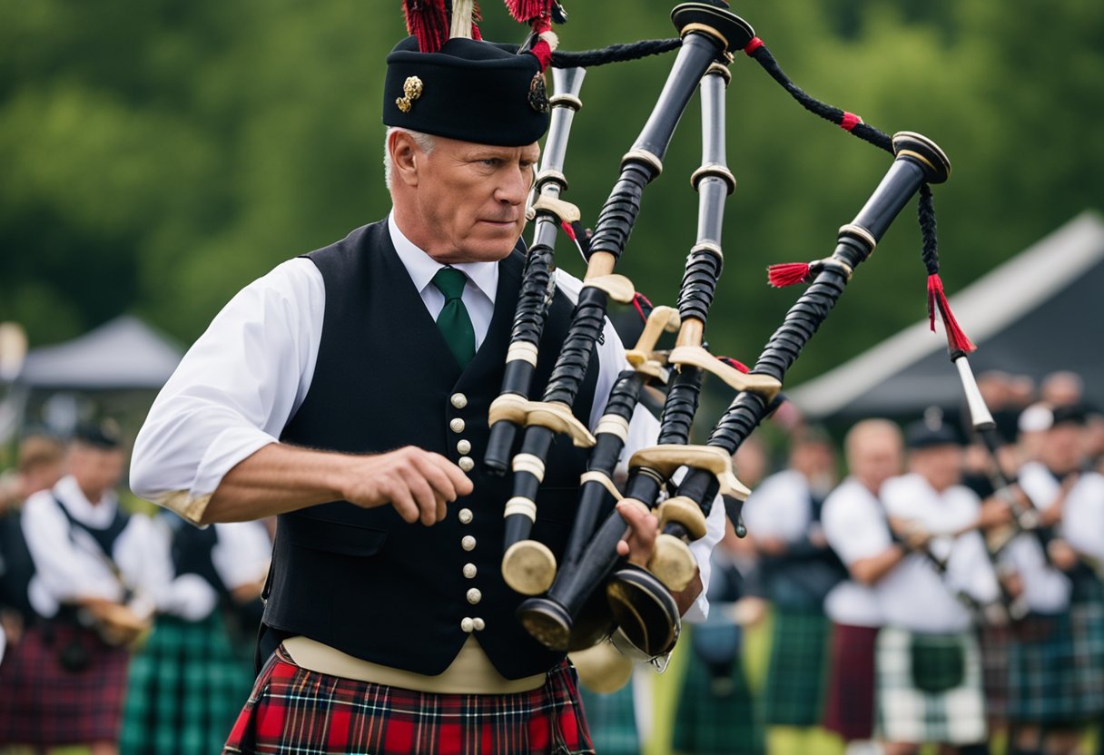 Scottish Clans - Rolling hills, tartan banners, and stone castles surround the bustling Highland Games. Bagpipes echo through the air as athletes compete in traditional events