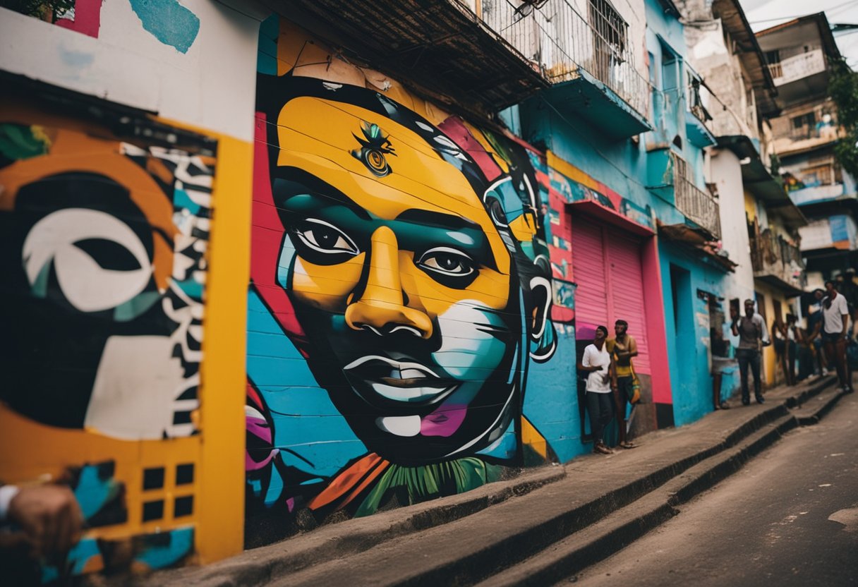 Vibrant street art decorates the walls of the favelas, showcasing the resilience and creativity of the community. Music fills the air, as locals gather to celebrate their cultural heritage and economic opportunities