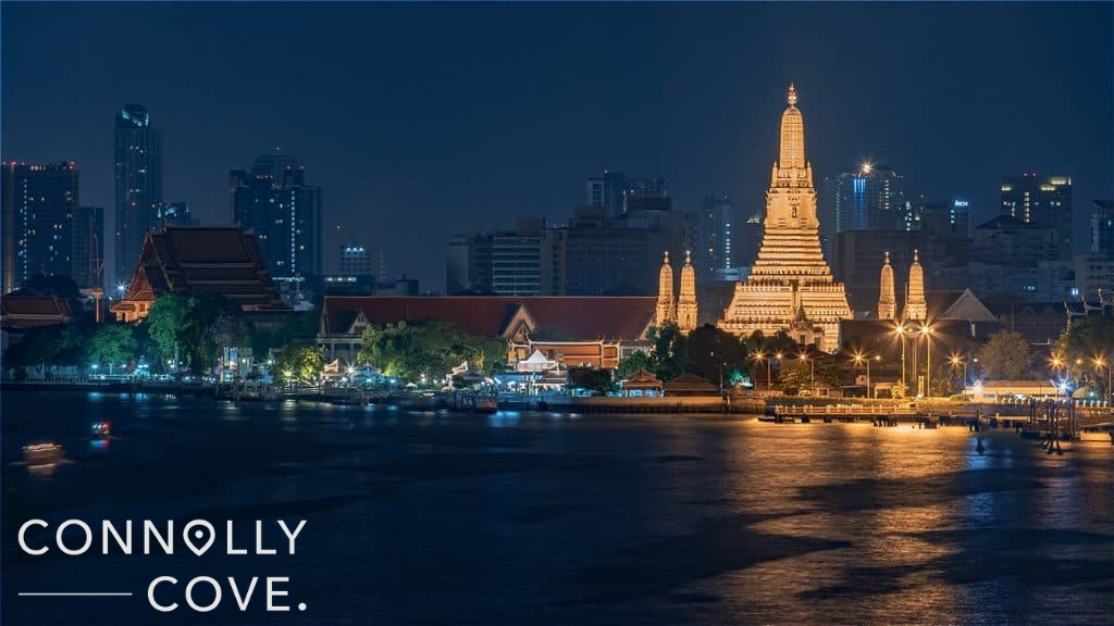 Bangkok skyline with Wat Arun Buddhist Temple