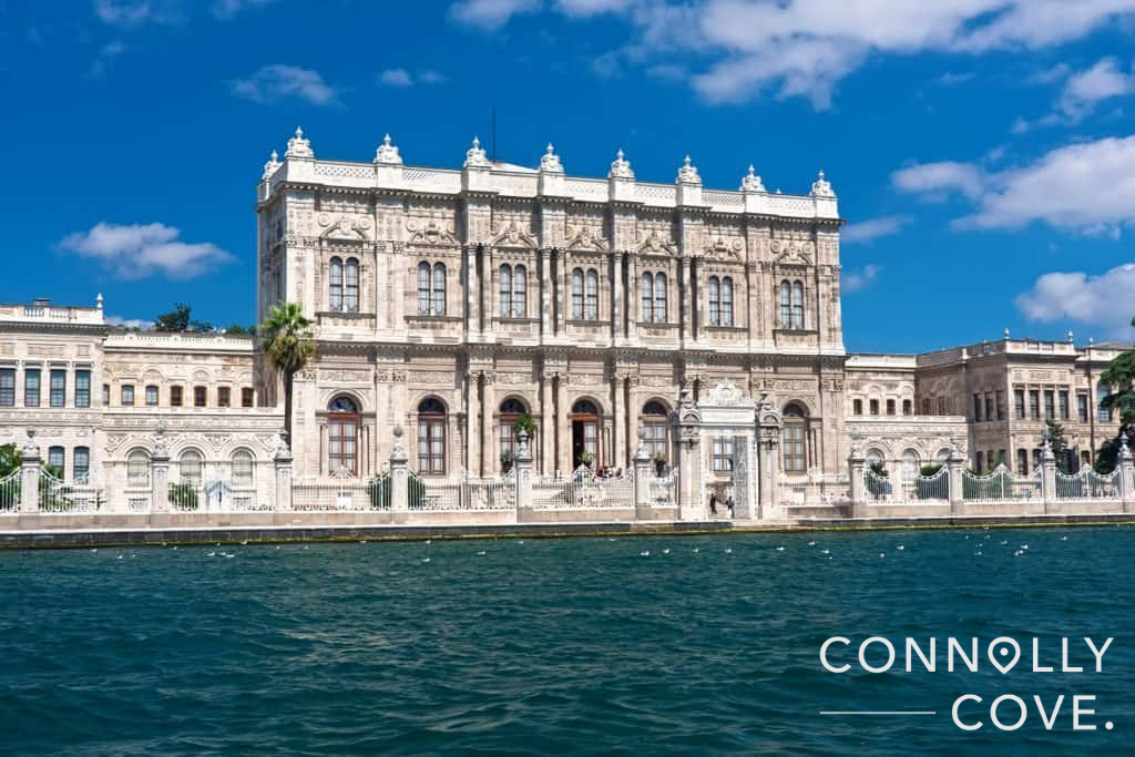Dolmabahce Palace and Bosphorus in Istanbul Turkey