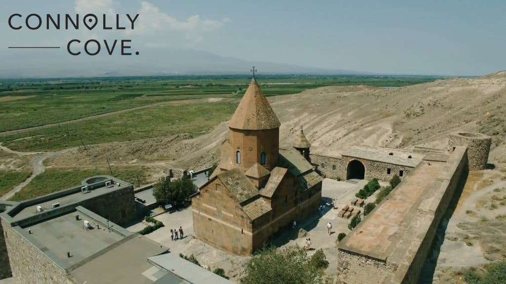 Monastery in Armenia against Mount Ararat