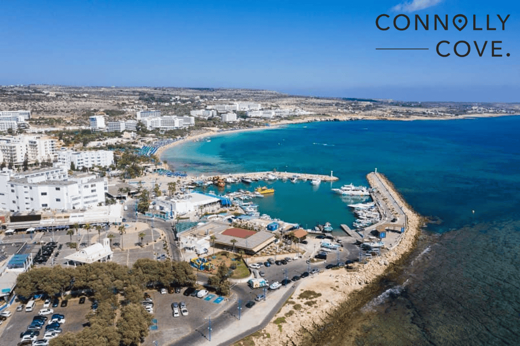 Aerial view of the Ayia Napa resort town Cyprus