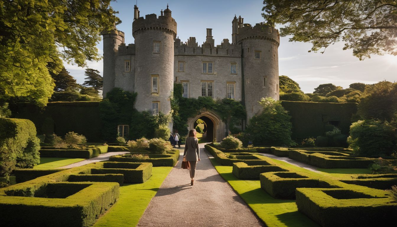 A person strolls through the gardens of <a href=